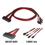  SAS Cable SAS32P TO SATA150 W/Shrapnel*4 Cable, L=1M